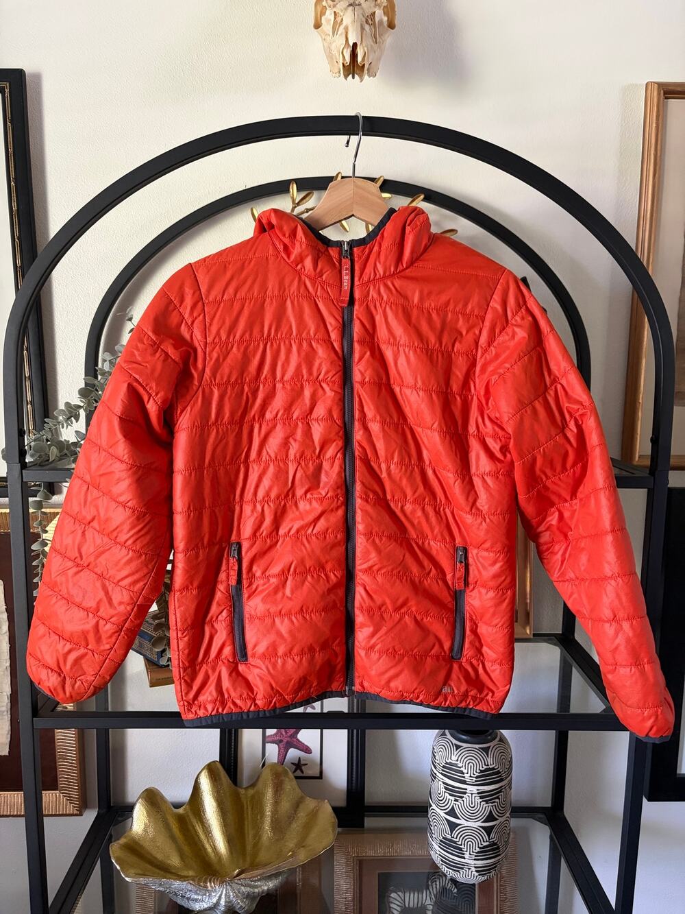 L.L.Bean Kids PrimaLoft Packaway Hooded Jacket Orange Youth M 10-12